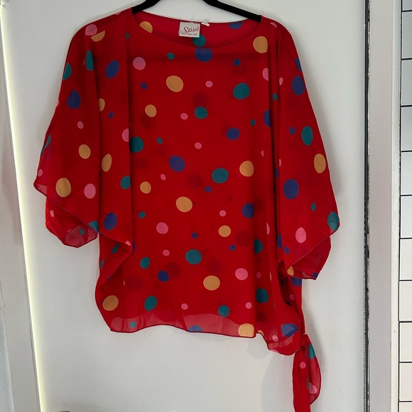 Vintage Tops - Vintage Polka Dot Blouse - Loose Fit